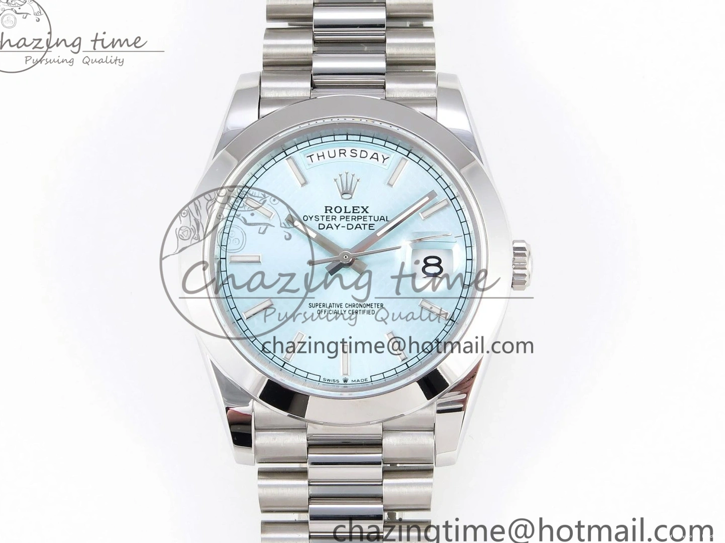 Good Copy Rolex Watches Stick Ice BP Day-Date A SS Dial 904 Bracelet 1876 New On Version Markers 40mm 228239 Blue ZipUp President Dial SS 0105